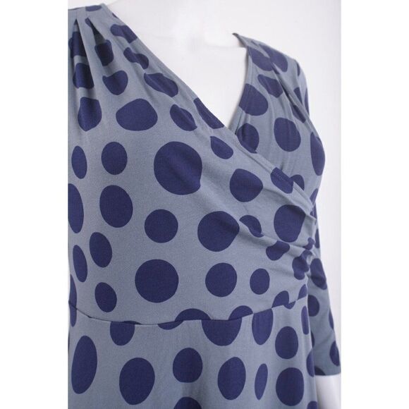 Boden Womens Jersey Wrap Dress UK 14P US 10P Blue Polka-Dot 3/4 Sleeve - Picture 3 of 6